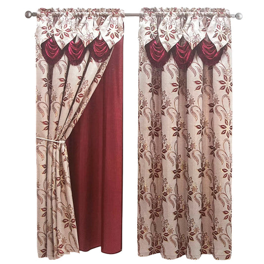 Cortina Azucena Home Elegance - Rojo c/ Cenefa - Bolsillo Barra - 54 x 84"