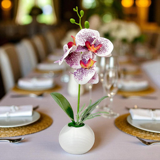 Pote Decorativo Plástico Con Orquideas Home Elegance 2" / Surtidos