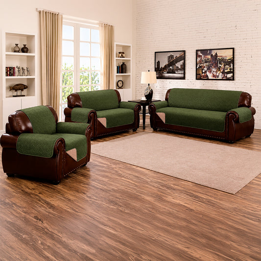 Protector Sofá Home Elegance - Reversible -  Wave 3 Piezas / Sage-Taupe