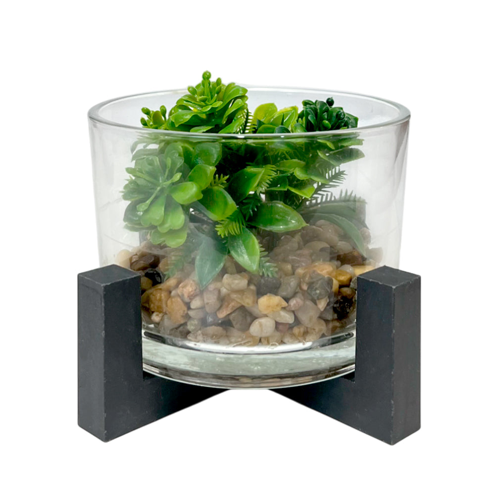 Pote Decorativo de Vidrio Home Elegance 3.1"x4.3" / Con Plantita / Surtido