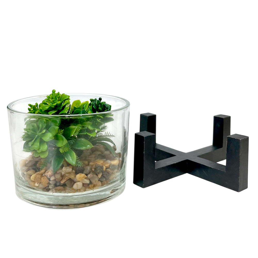 Pote Decorativo de Vidrio Home Elegance 3.1"x4.3" / Con Plantita / Surtido