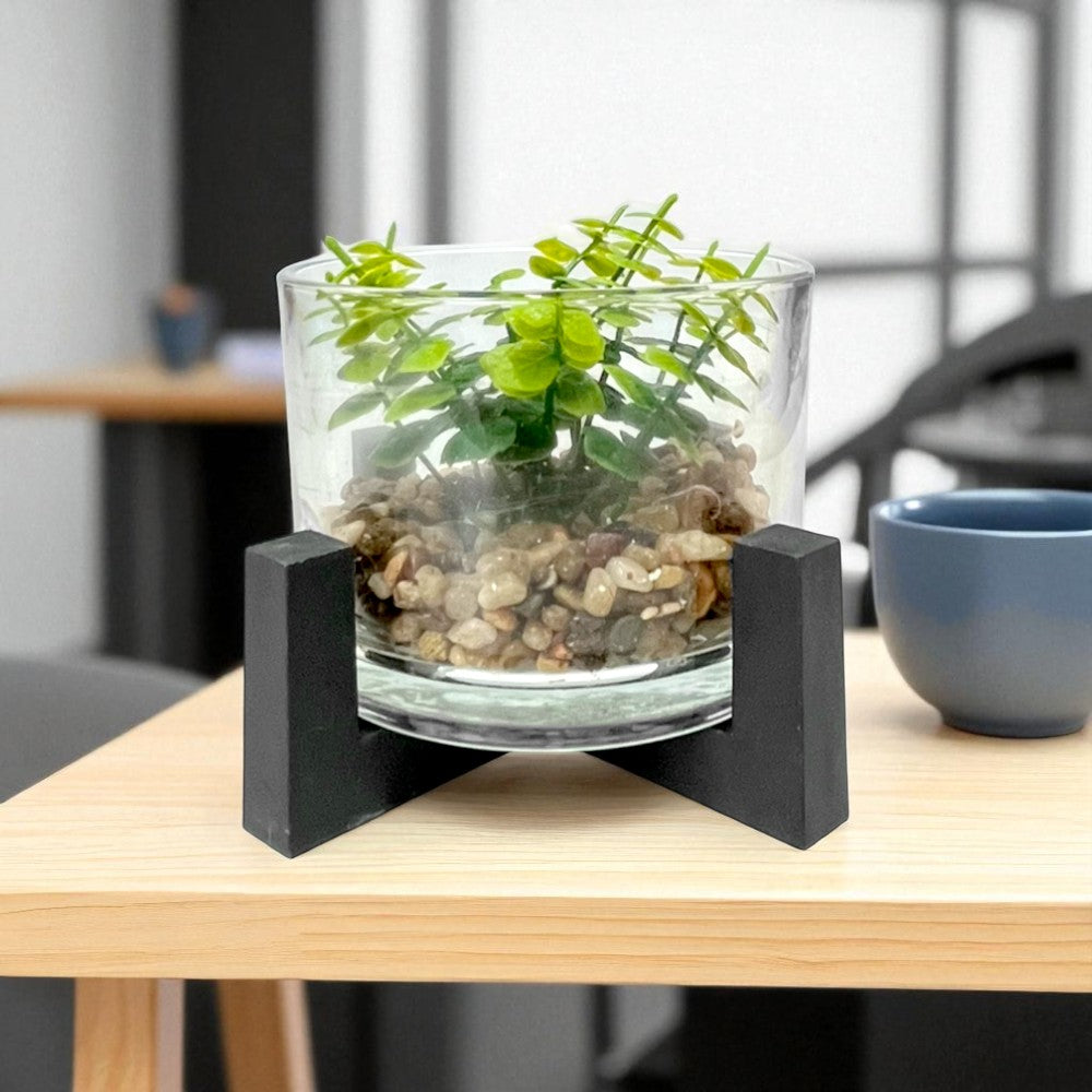 Pote Decorativo de Vidrio Home Elegance 3.1"x4.3" / Con Plantita / Surtido