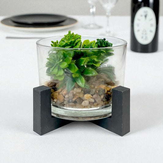 Pote Decorativo de Vidrio Home Elegance 3.1"x4.3" / Con Plantita / Surtido