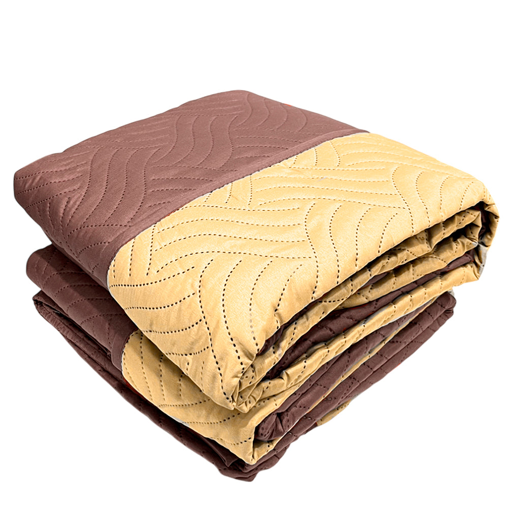 Protector de Sofá Reversible Home Elegance Wave 3 Piezas / Dorado-Chocolate
