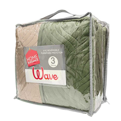 Protector de Sofá Reversible Home Elegance Wave 3 Piezas / Sage-Taupe