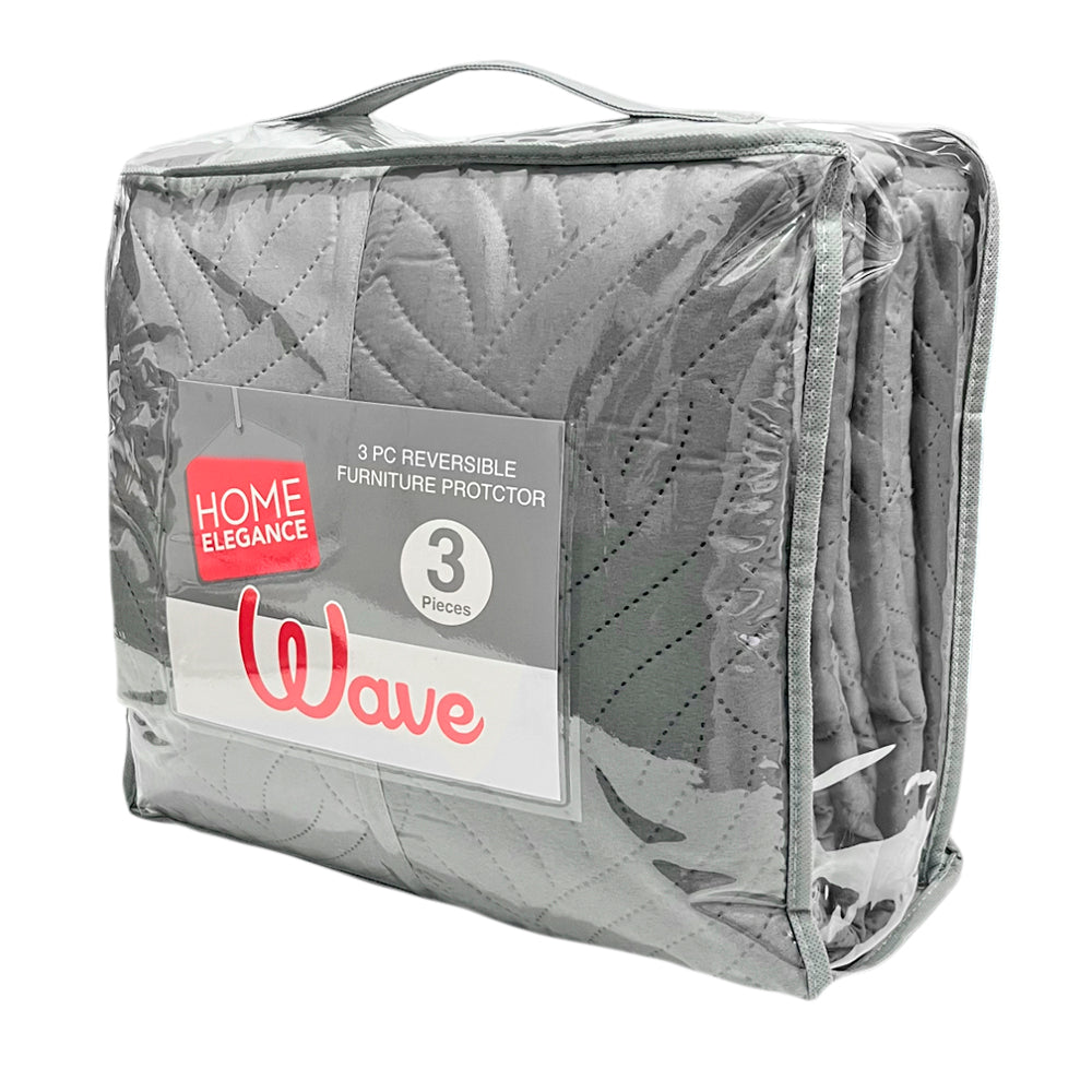 Protector de Sofá Reversible Home Elegance Wave 3 Piezas / Gris-Charcoal