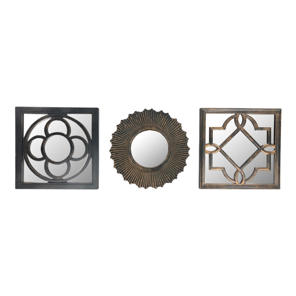 Espejo Decorativo Concepts 3 Piezas 25 cm x 25 cm x 2 cm