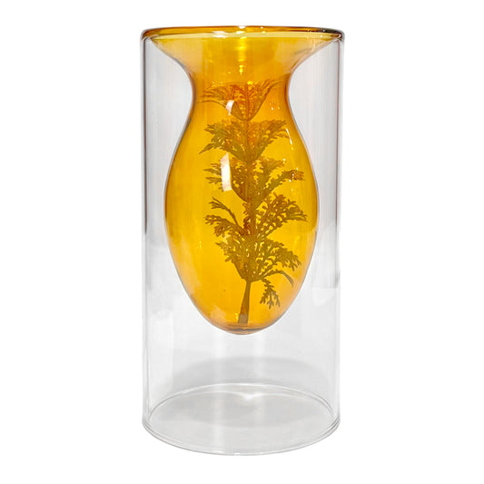 Florero decorativo Home Elegance de vidrio / 6" / Naranja transparente
