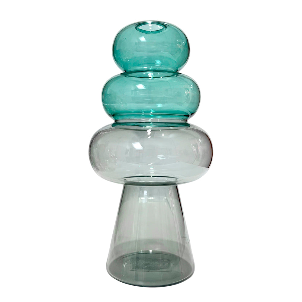 Florero Decorativo Home Elegance de Vidrio / Azul-Negro / Transparente / 9.5"