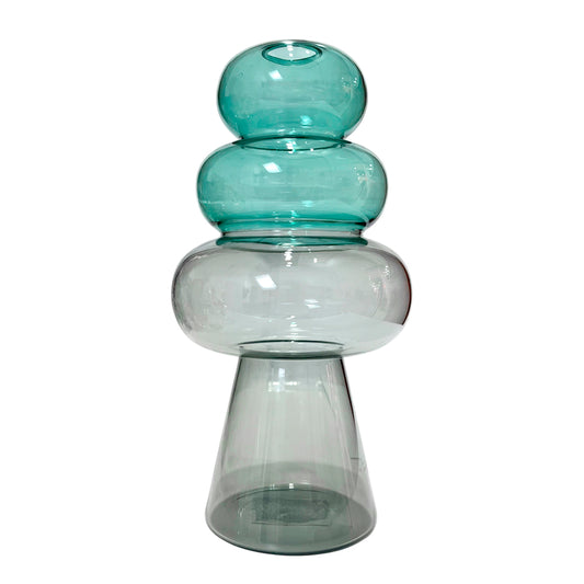 Florero Decorativo Home Elegance de Vidrio / Azul-Negro / Transparente / 9.5"