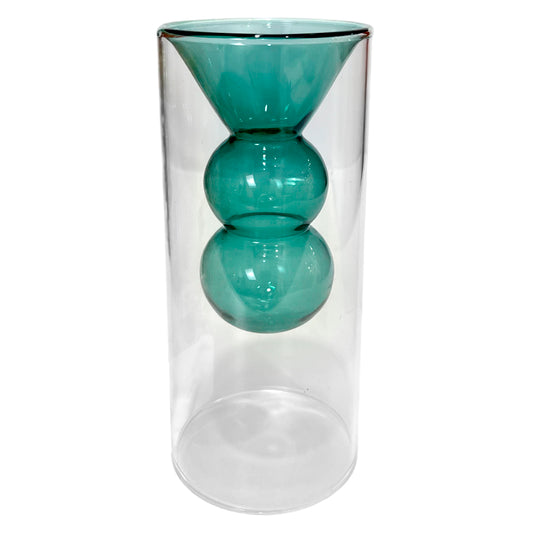 Florero Decorativo Home Elegance de Vidrio / Clear con Centro Azul / 8" x 3"
