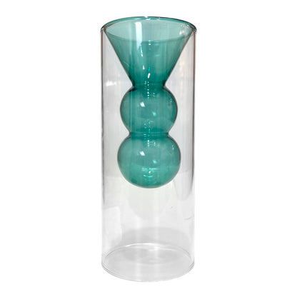 Florero Decorativo Home Elegance de Vidrio / Clear con Centro Azul / 8" x 3"