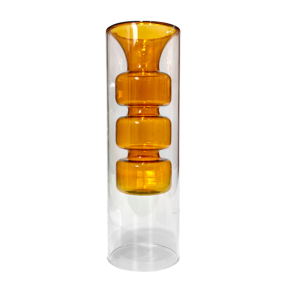 Florero Decorativo Home Elegance  de Vidrio / 8" / Naranja-Clear