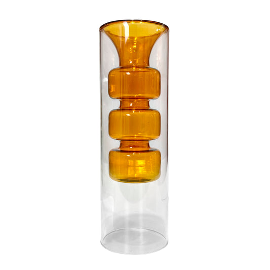 Florero Decorativo Home Elegance  de Vidrio / 8" / Naranja-Clear