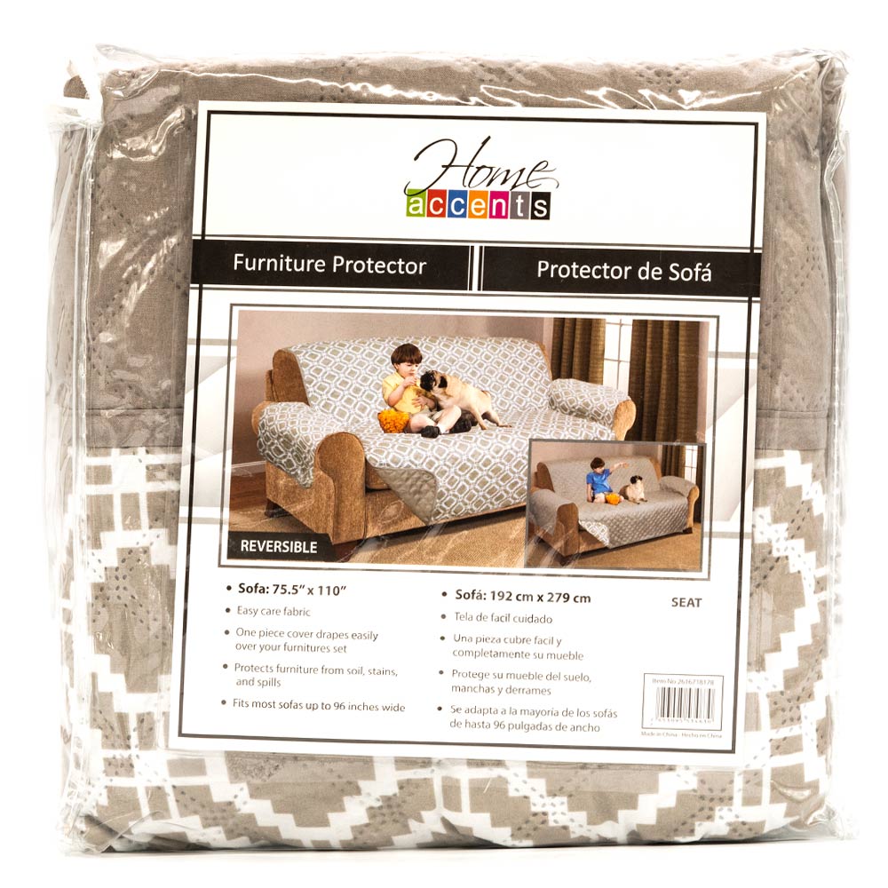 Protector Para Sofá Reversible Estampado Crema 3 Puestos