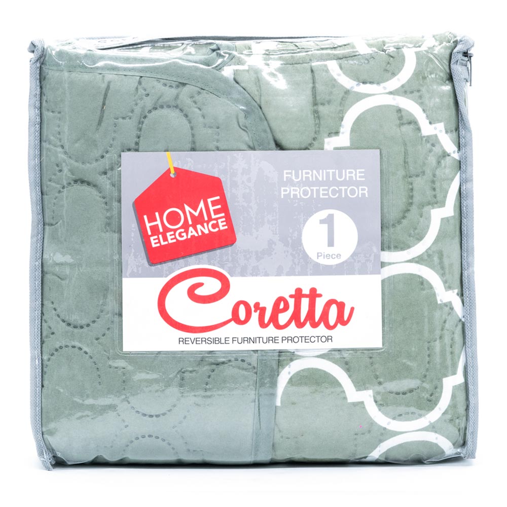Protector de Sofá Home Elegance Coretta Reversible 1 Puesto - Verde oliva oscuro