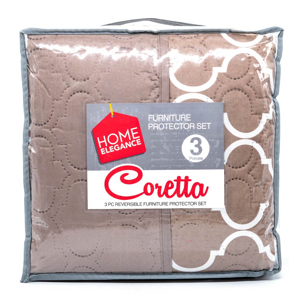Protector de Sofá Home Elegance Coretta Reversible 3 Piezas - Plateado