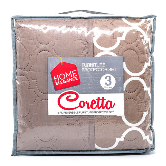 Protector de Sofá Home Elegance Coretta Reversible 3 Piezas - Plateado