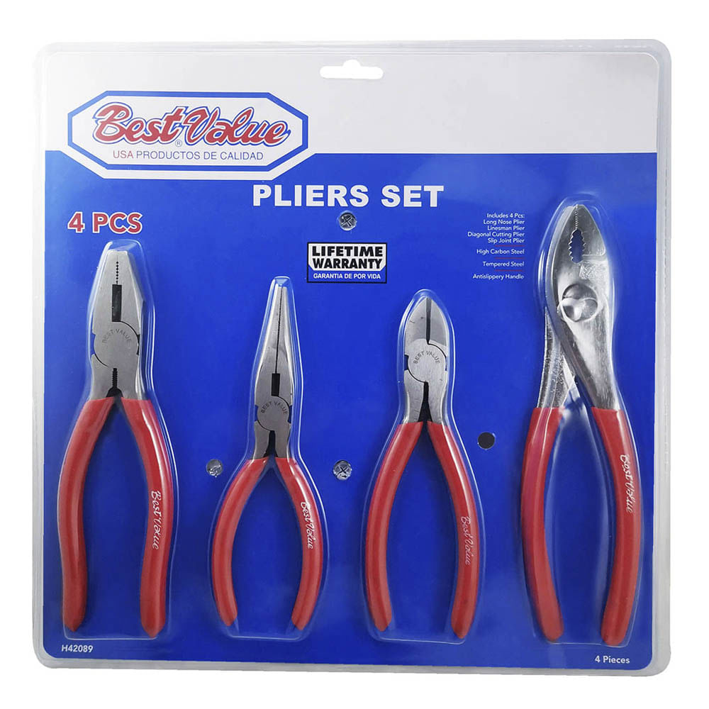 Juego de Pinzas Best Value de Acero 4 Piezas