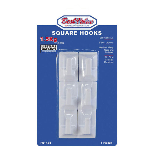 Ganchos Autoadhesivos Best Value Plástico 1-1/4" de 6 Piezas