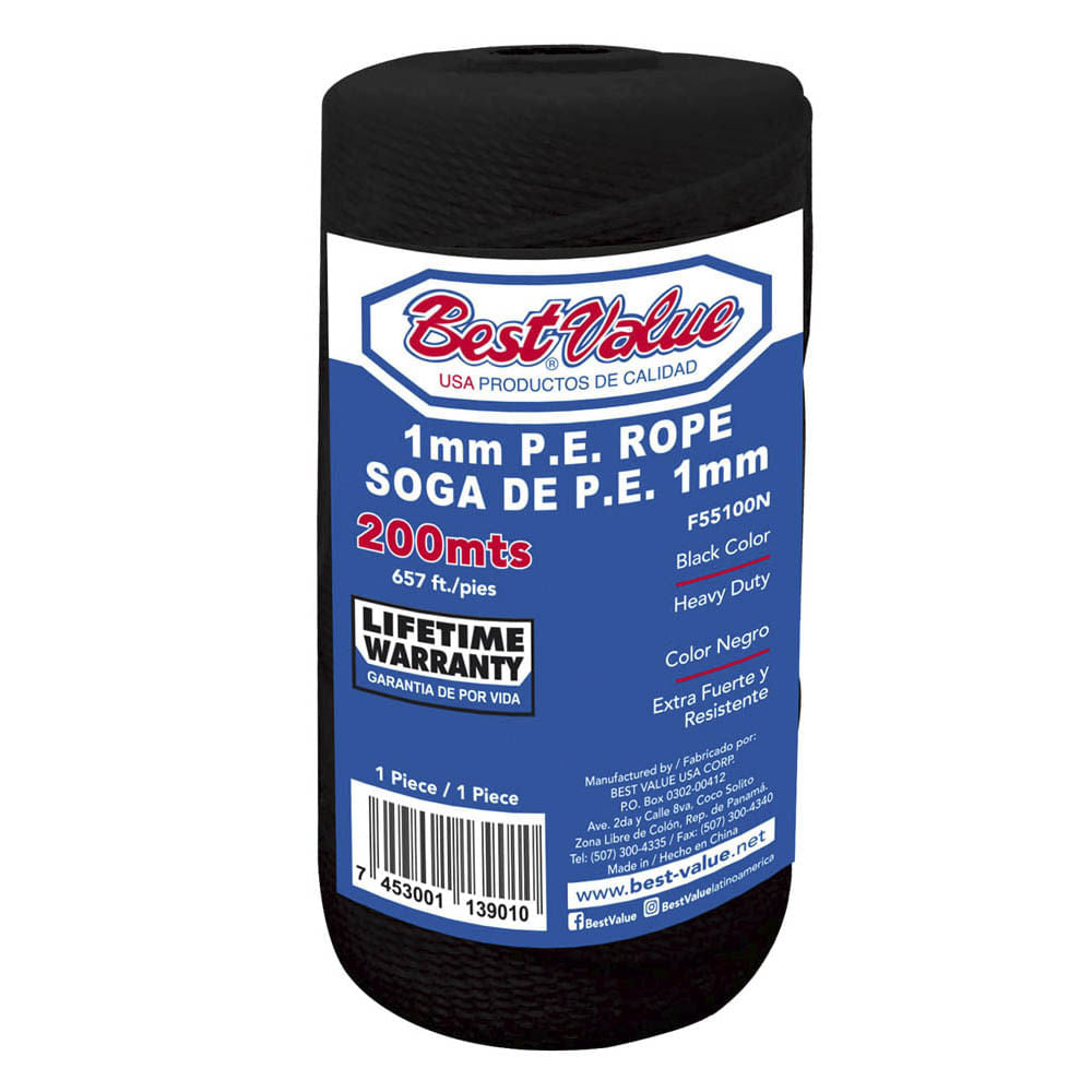 Soga de Polietileno Best Value Negro 1mm x 200 m