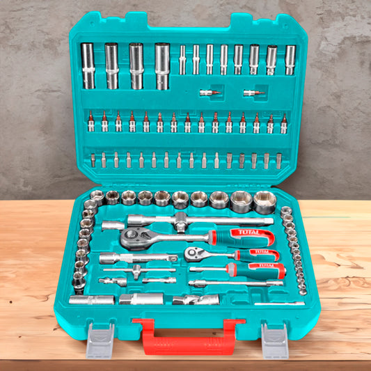Kit de Dados Socket Ratchet Mango 1/4" Y 1/2" Cr-V 72T / Set 94 Piezas