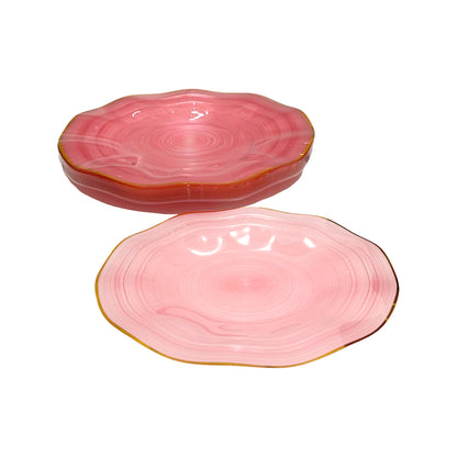 Plato reutilizable Pink de 7 pulgadas con borde dorado Home Elegance