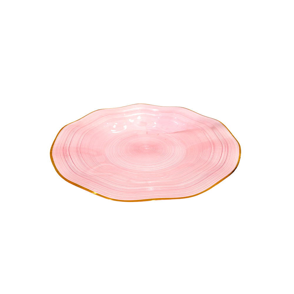 Plato reutilizable Pink de 7 pulgadas con borde dorado Home Elegance
