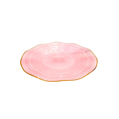 Plato reutilizable Pink de 7 pulgadas con borde dorado Home Elegance
