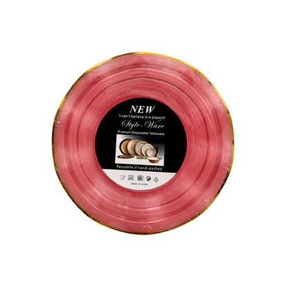 Plato reutilizable Pink de 7 pulgadas con borde dorado Home Elegance