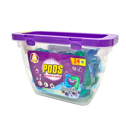 Detergente En Cápsula Pods Lavanda 3 En 1 AmeriCleanex 24 Piezas