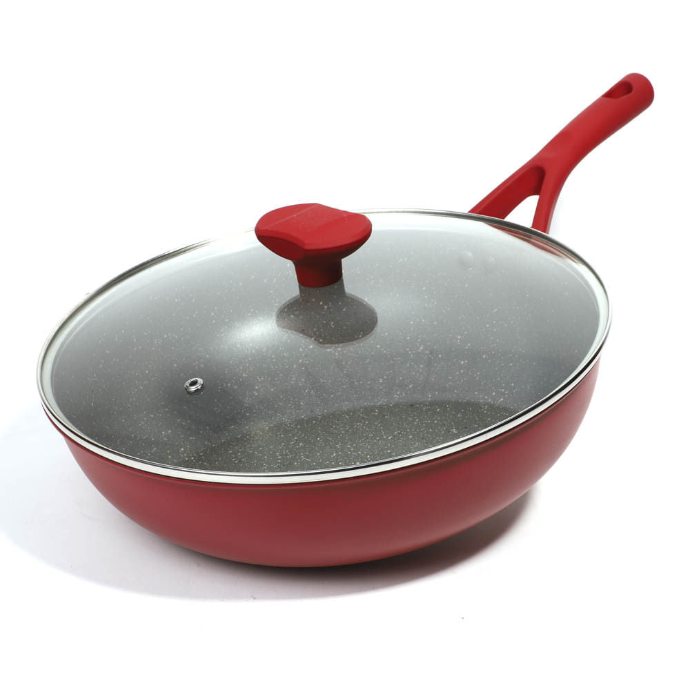 Wok Betty Crocker Aluminio Con Tapa de 30 cm