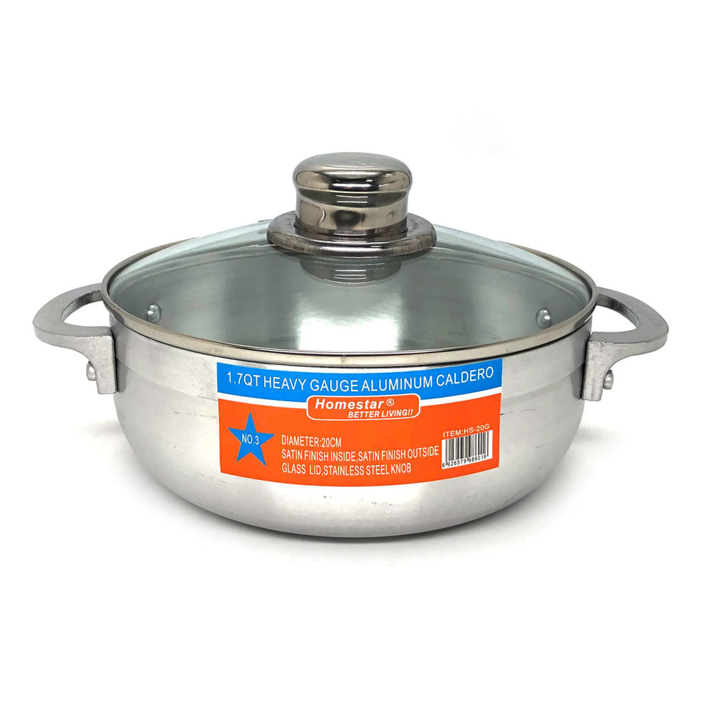 Caldero Homestar de Vidrio Con Tapa 20 cm