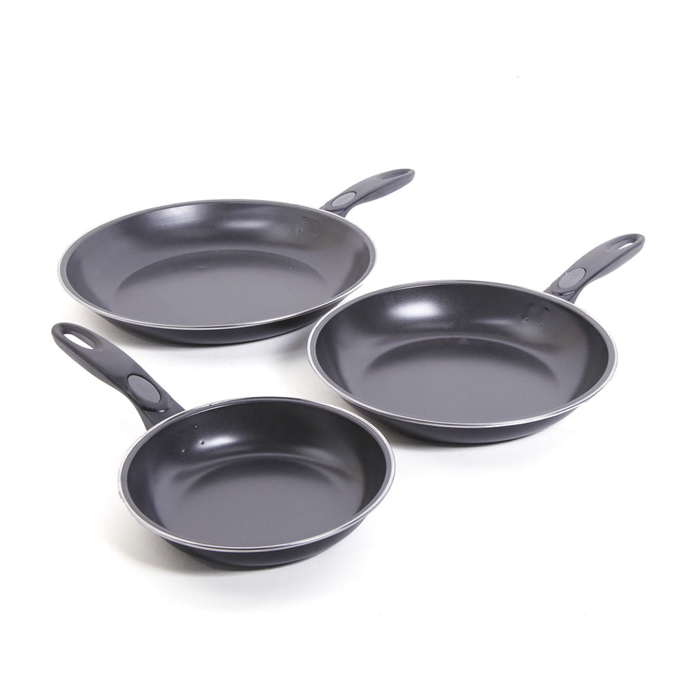 Juego de Sartenes Gibson Aventrura Teflon Negro 3 Piezas
