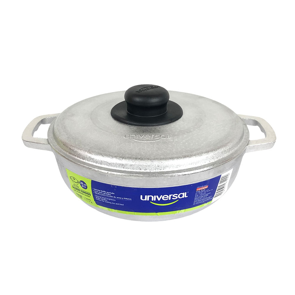 Paila de Aluminio Universal Con Tapa de 20 cm