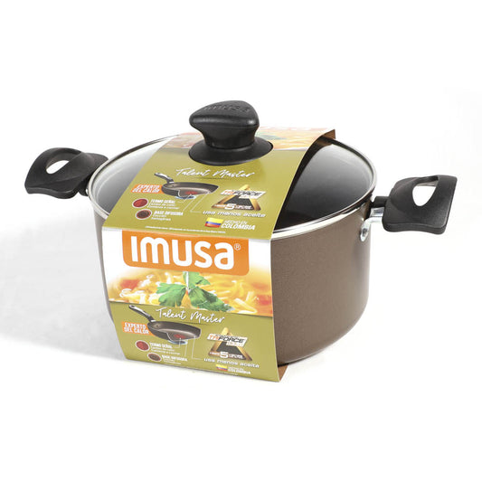 Olla Antiadherente Imusa con Tapa de Vidrio 20 cm