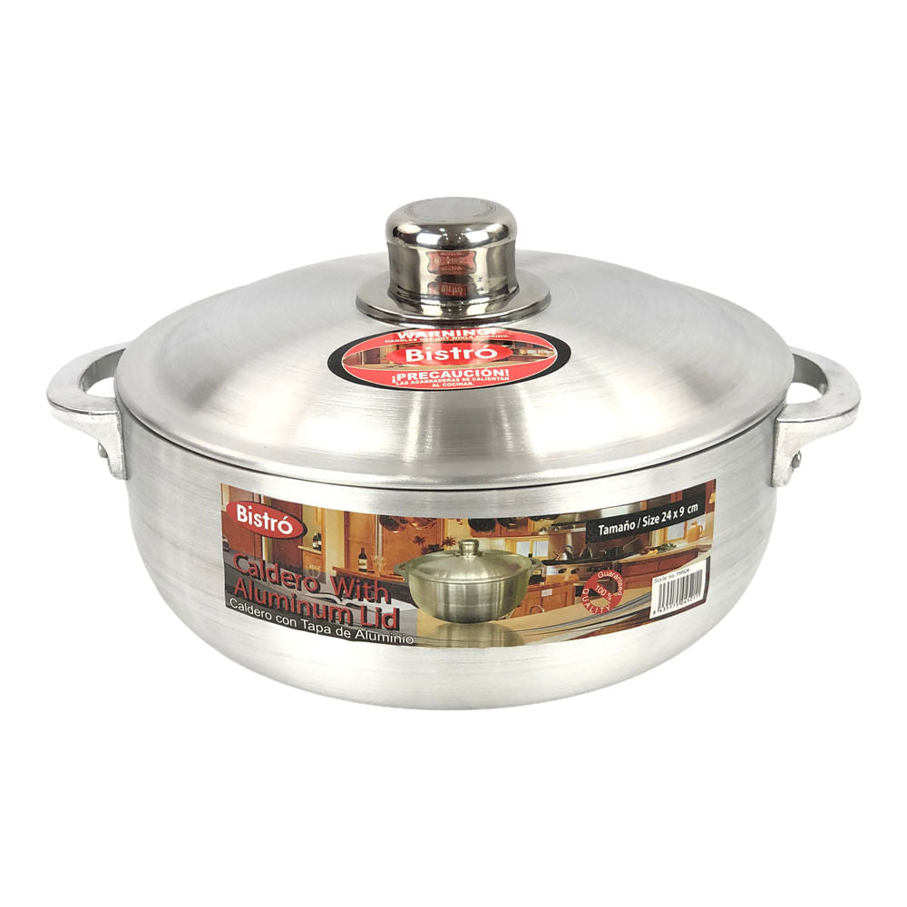 Olla Bistro con Tapa de Vidrio 24 cm - Gris Claro