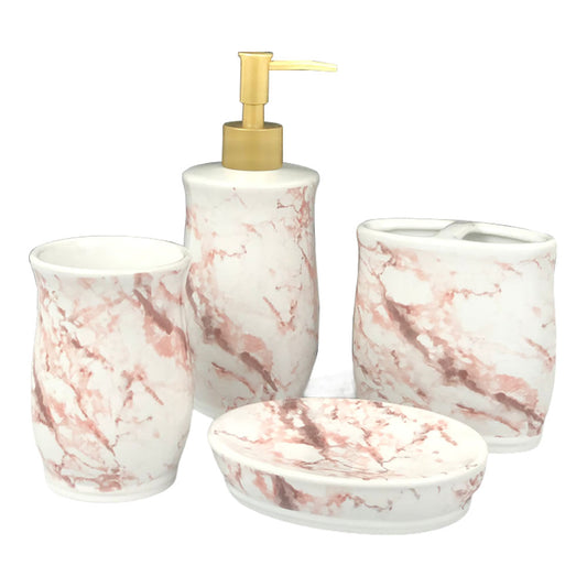 Accesorios de Baño Popular Bath Cerámica Marble Pink 4 Piezas