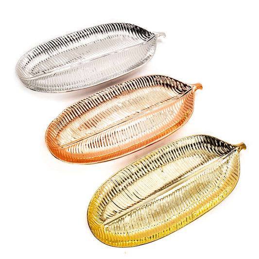 Centro de Mesa Home Elegance en forma Hoja de Ceramica 40 cm x 16.5 cm