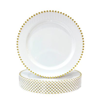 Platos Desechables 10.5" Lillian de 10 Piezas / Blanco-Gold