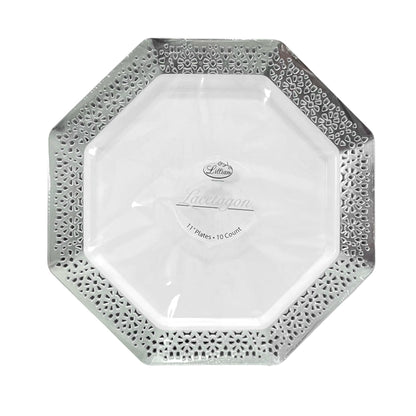 Plato Plástico Llano 11" Lillian Lacetagon / 10 Unidades / Silver