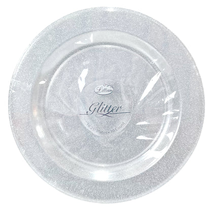 Plato Llano Plástico Lillian / 10" / Silver Glitter