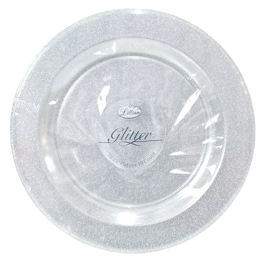 Plato Llano Plástico Lillian / 10" / Silver Glitter