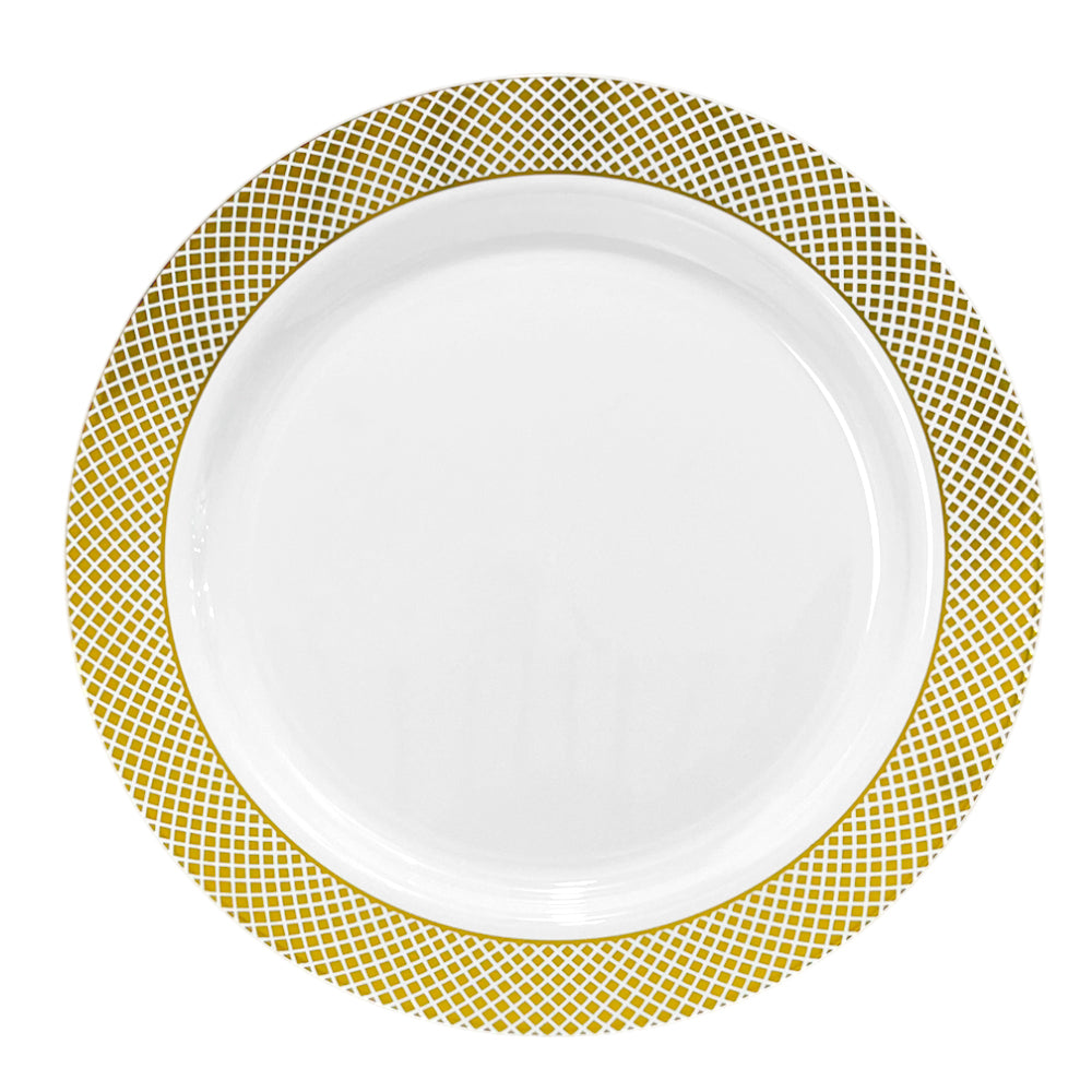 Plato Llano Reutilizable de 10" Home Elegance 10 Piezas / Dorado