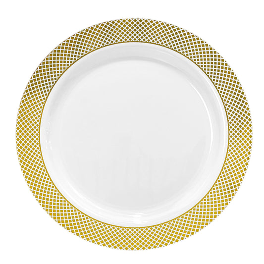 Plato Llano Reutilizable de 10" Home Elegance 10 Piezas / Dorado