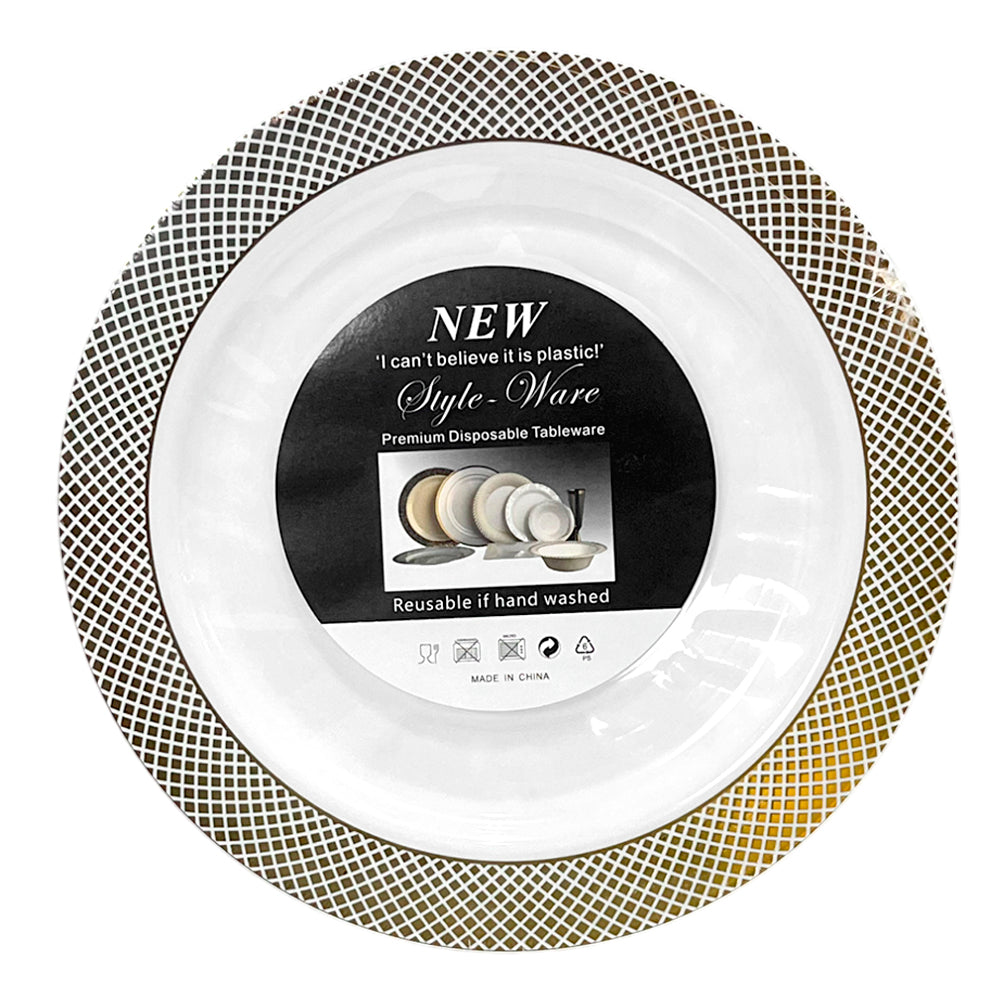 Plato Llano Reutilizable de 10" Home Elegance 10 Piezas / Dorado