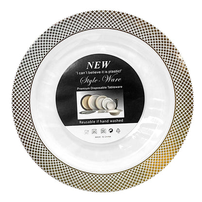 Plato Llano Reutilizable de 10" Home Elegance 10 Piezas / Dorado