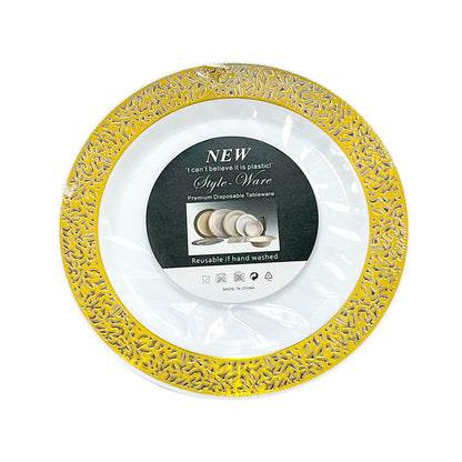Plato Llano Reutilizable 10" Home Elegance 10 Piezas / Dorado