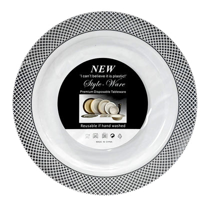 Plato Llano Reutilizable de 10" Home Elegance 10 Piezas / Silver