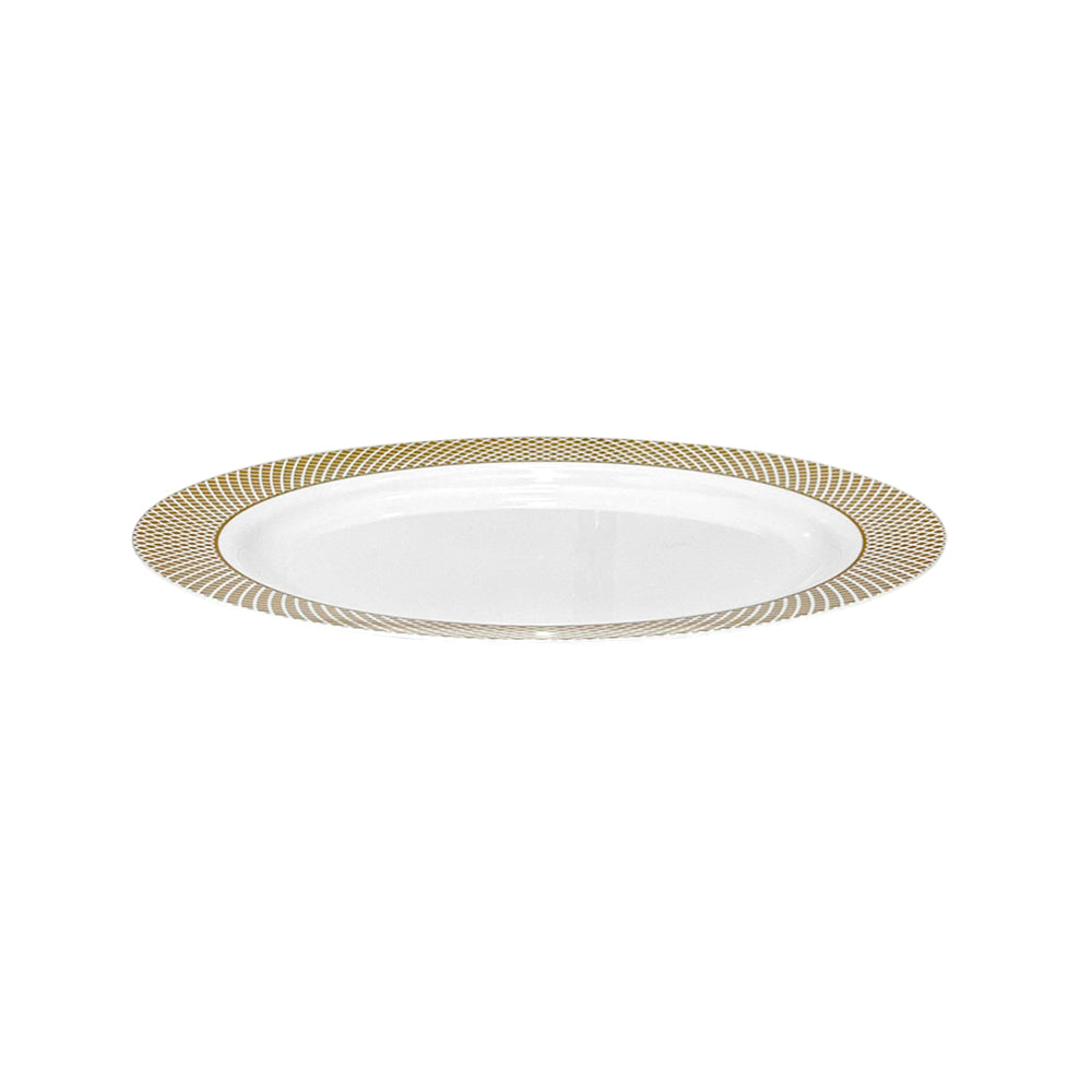 Platos Llano Reutilizable de 7" Home Elegance 10 Piezas / Blanco-Dorado